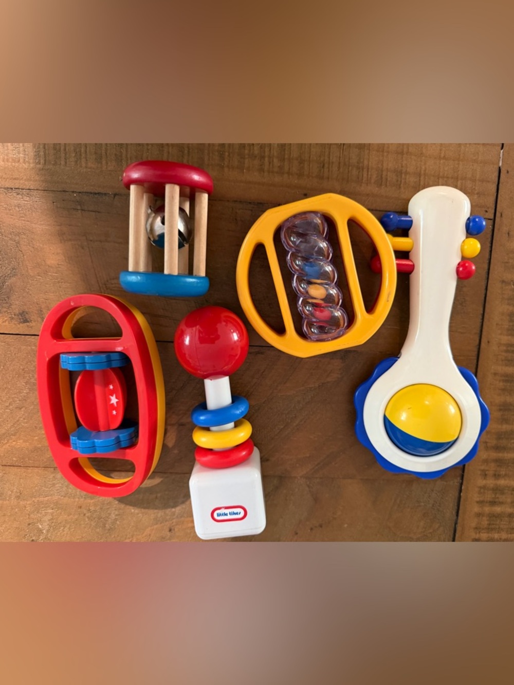 Vintage baby toys Red & Yellow Baby Rattle and Teether Toy Set